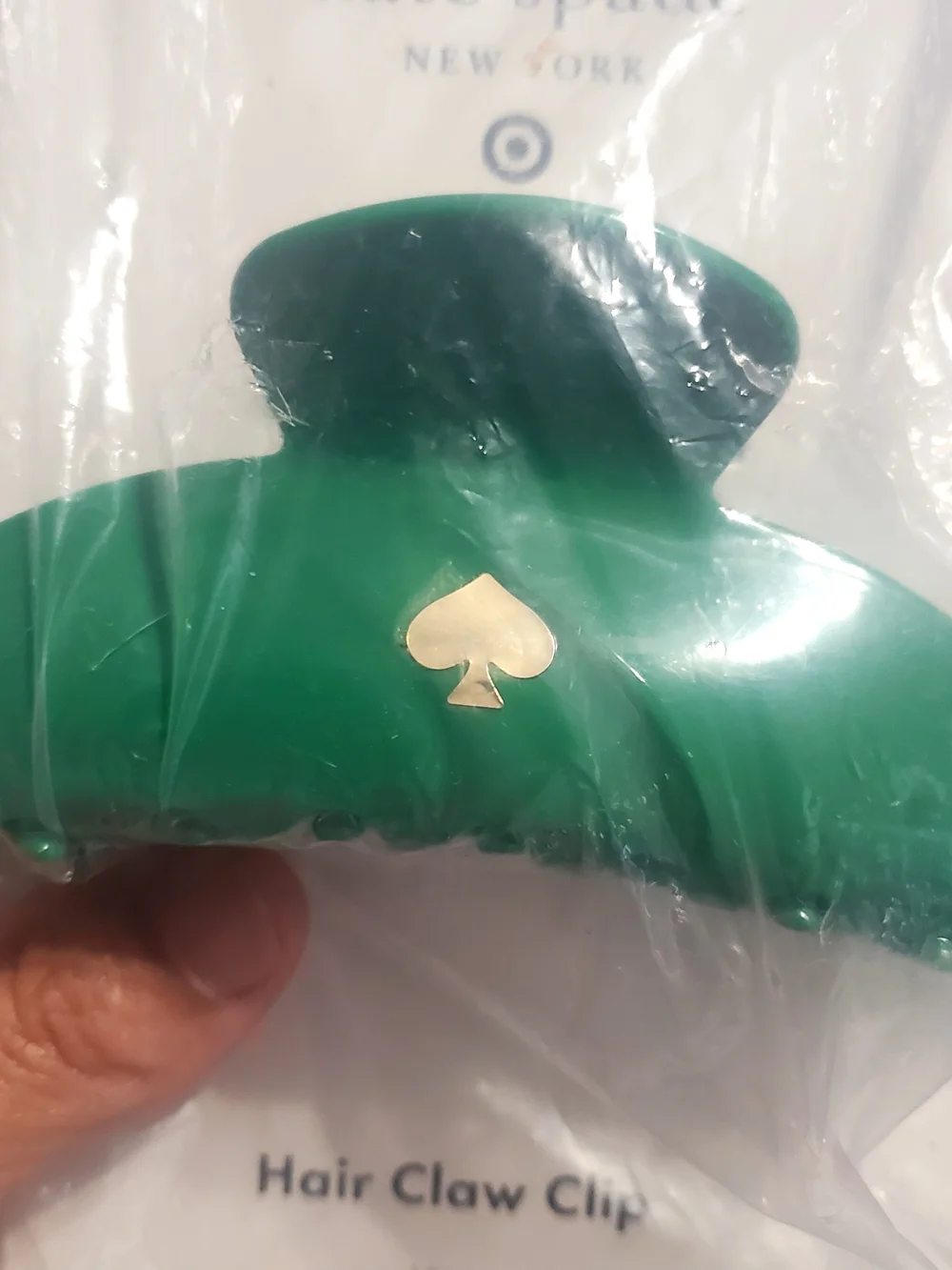 kate spade green enamel spade hair claw